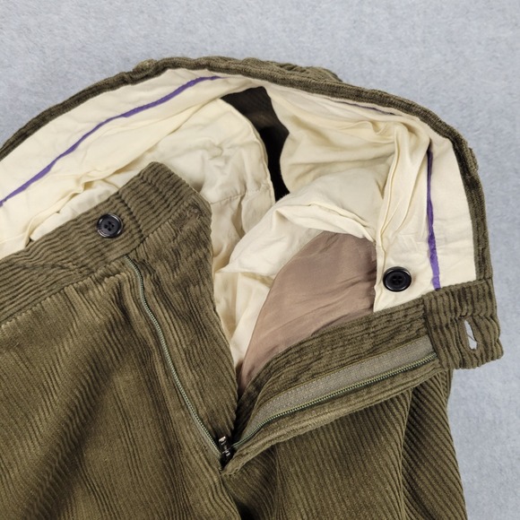 Ralph Lauren Purple Label Men 36x32 Cotton Green Corduroy Pants Trousers Riding - Picture 11 of 12